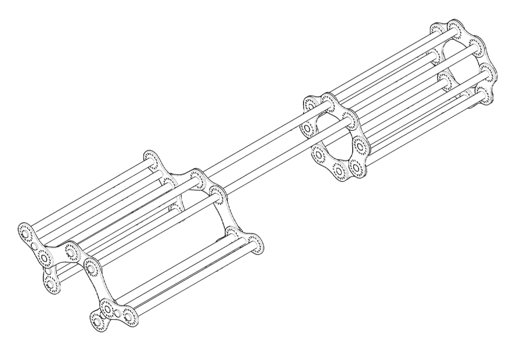 insieme complesso delle due precedenti modulari  lampade con due tubi lunghi da 1,5 metri